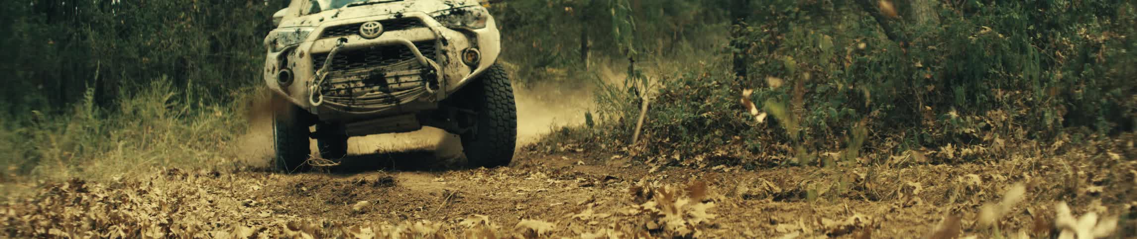 A vehicle driving off road