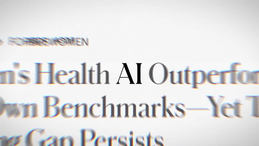 Multiple news headlines cycle on the screen with an emphasis on ai