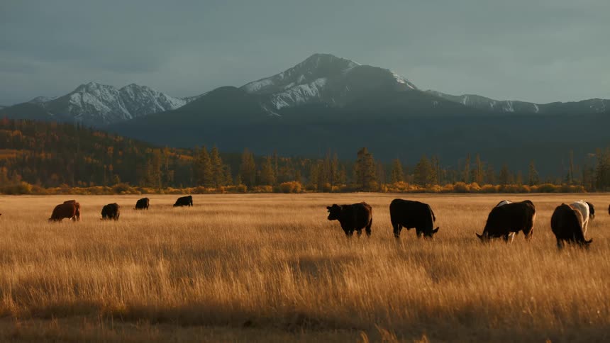A group of cows eating grass outdoors