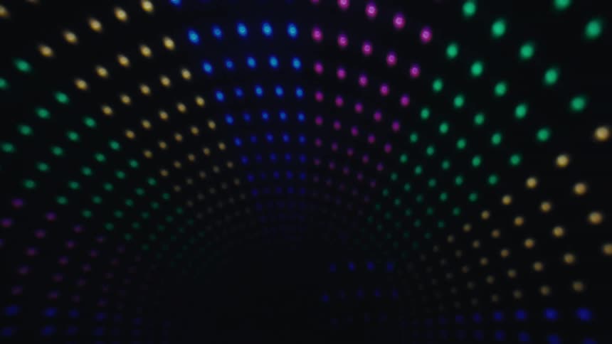 A group of colorful lights in an arch
