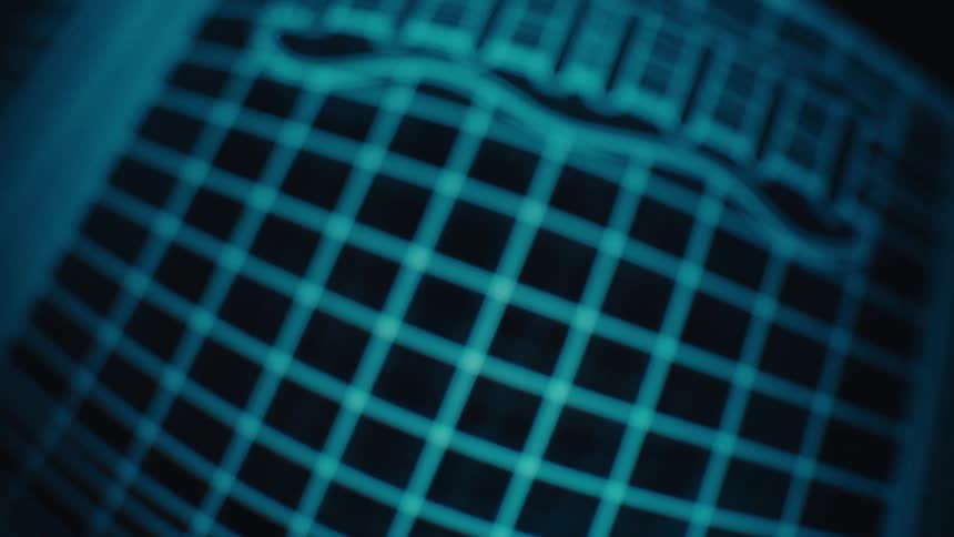 Geometric structure of an american football formed by glowing lines