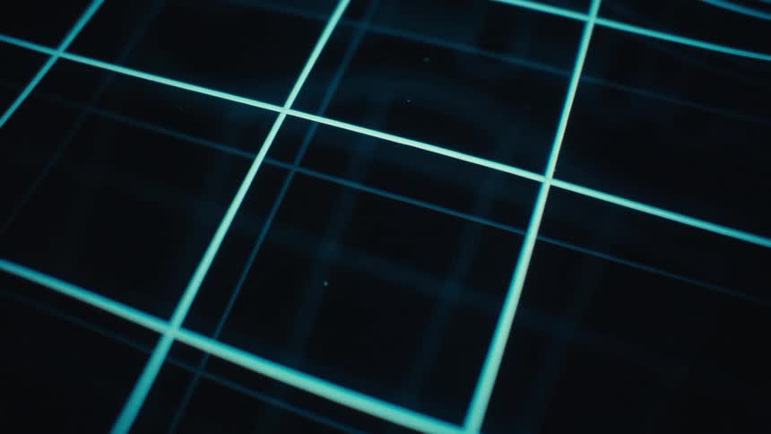 An animation of an american football drawn with blue lines on a dark background