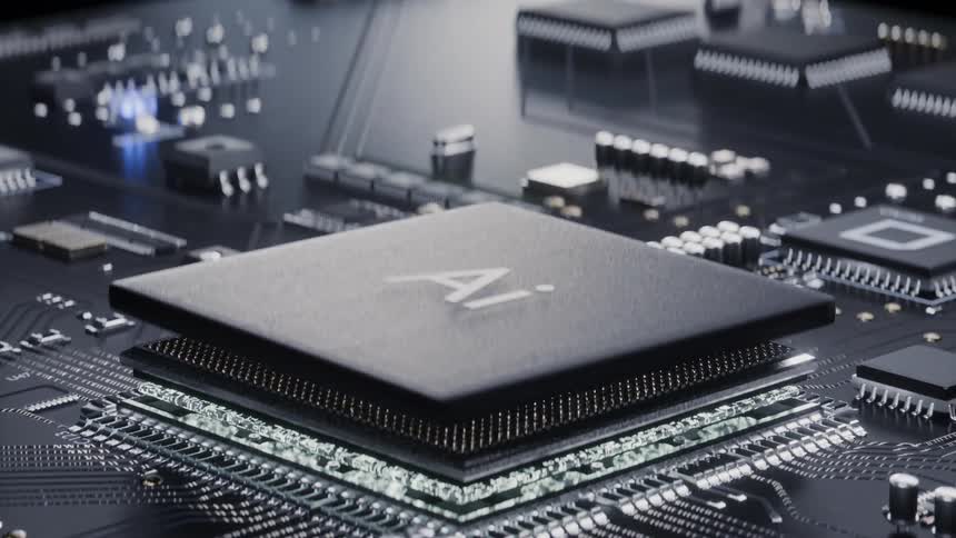 Artificial intelligence chip mounted on an electronic circuit board