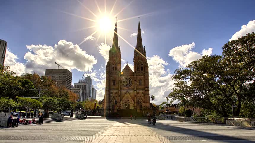 A time lapse of a church outdoors