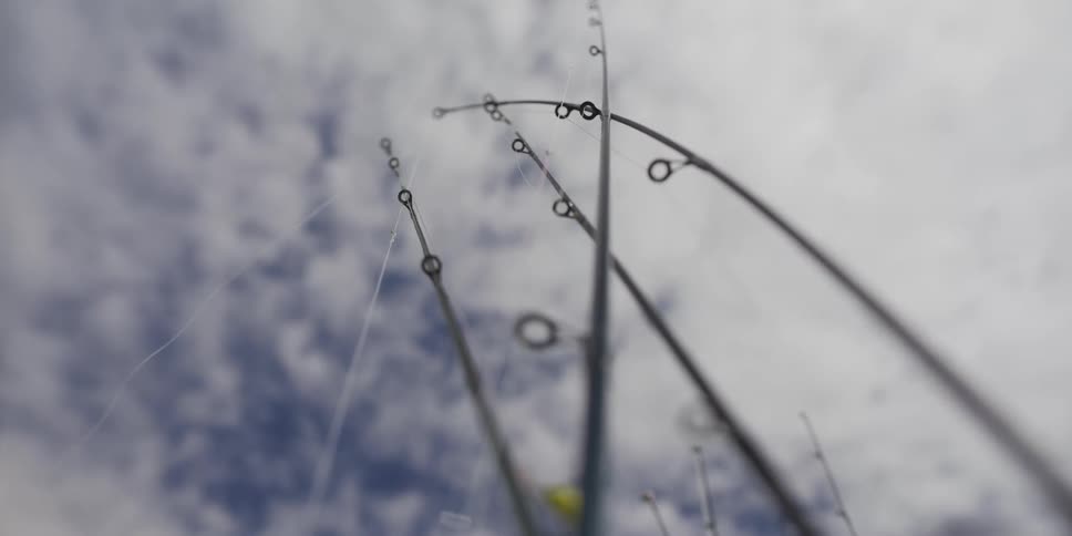 Fishing rods against a cloudy sky
