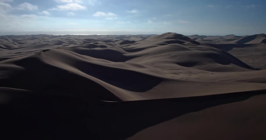 Aerial view of sand dunes in a desert landscape