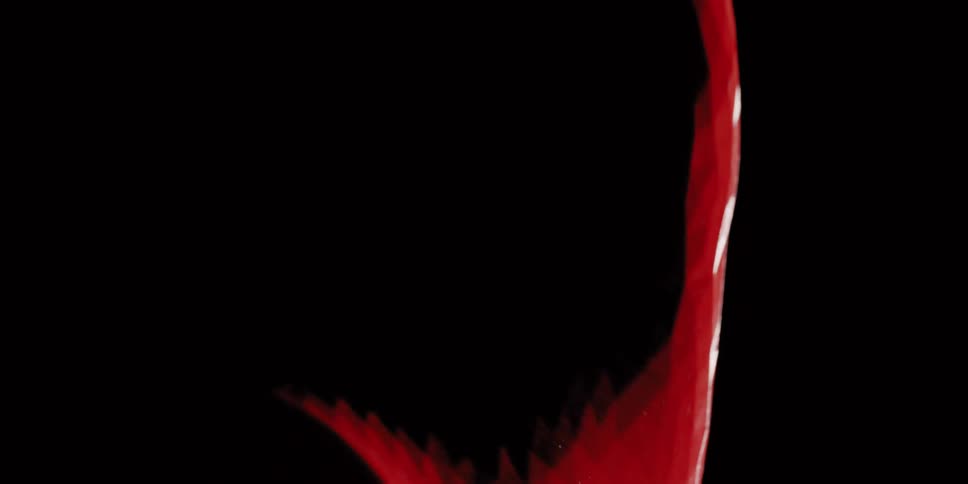 A macro pan shot reveals the intricate, low-polygon texture of a red 3D-printed abstract sculpture