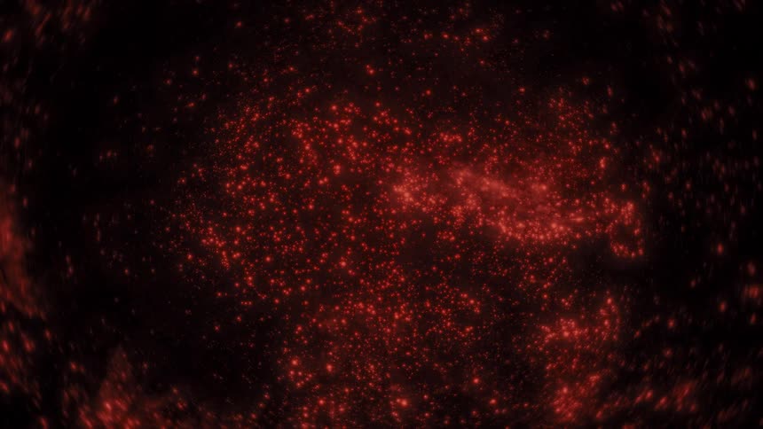Red glowing embers float and swirl slowly in the dark