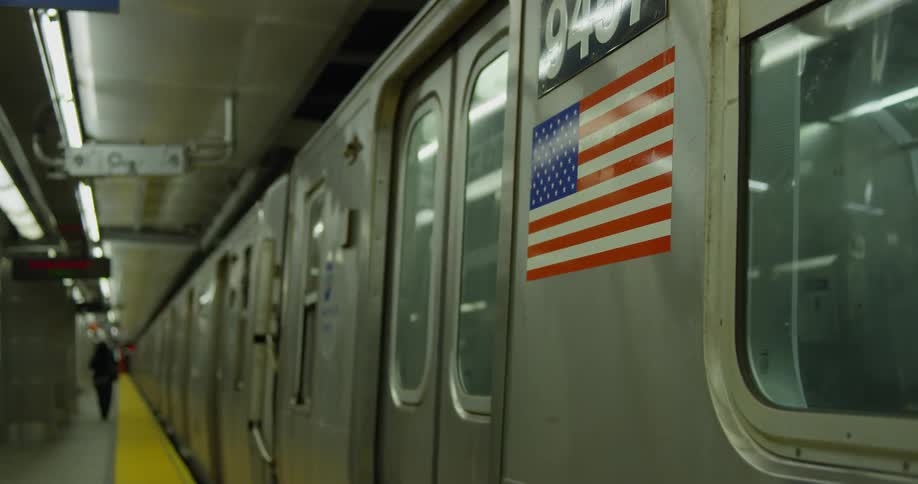 Train doors close and the train leaves the station