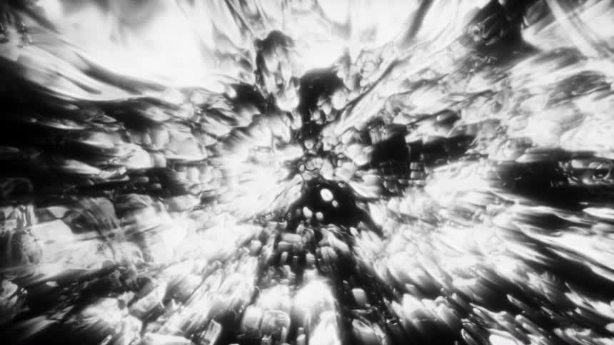 A mesmerizing black and white animation of slowly flowing and shifting abstract crystalline structures