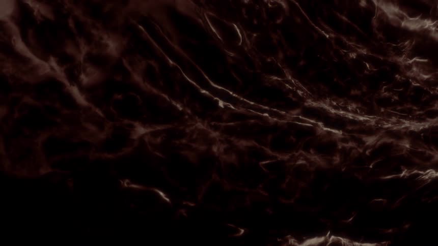 Eerie, dark red organic matter slowly swirls and fades into the abyss