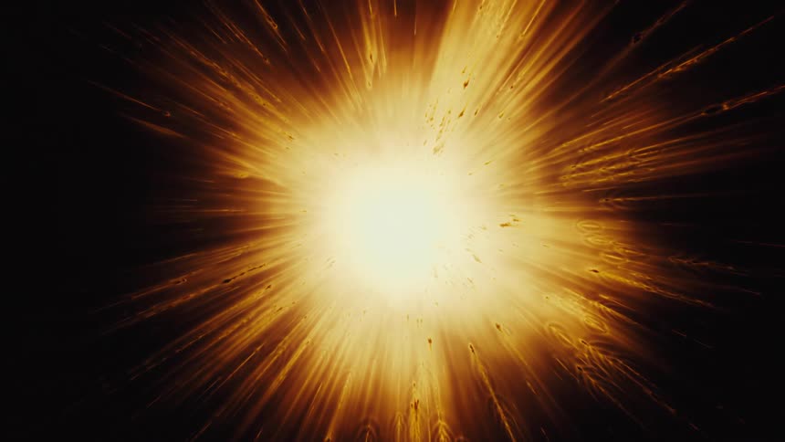 An ethereal golden light intensifies into a radiant starburst before dimming into cosmic darkness