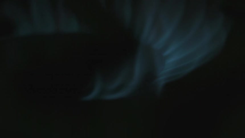 A flame emerges from a gas burner