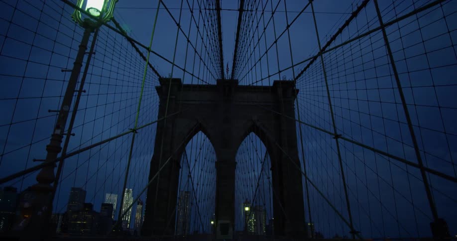 Wires of a bridge in the dark