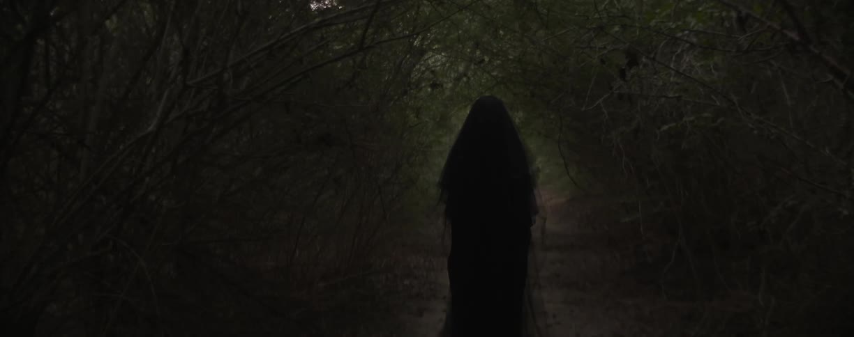 A supernatural figure stands in the woods