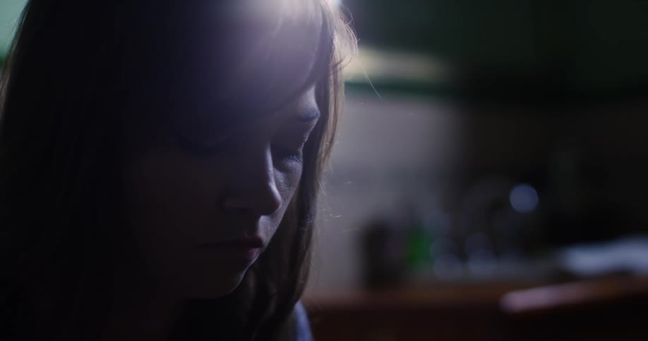 Close up of  sad looking woman's face