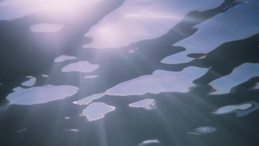 Sunlight shines through rippling water