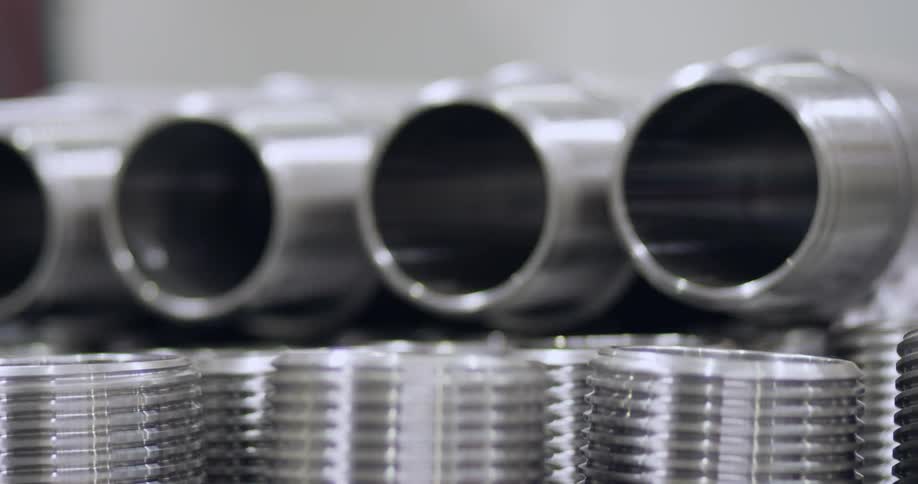 Metal cylinders are stacked