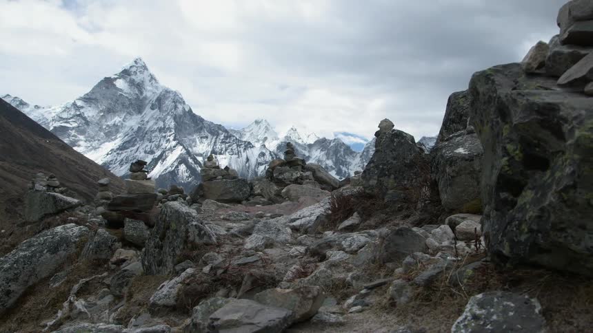 Mountainous rocky landscape on a cloudy day