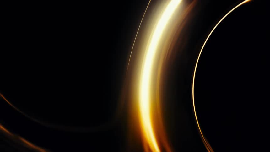 An elegant abstract animation of glowing golden light streams flowing smoothly in graceful curves against a dark background
