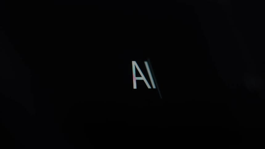 The letters AI appear with a subtle digital glitch effect on a dark background, representing artificial intelligence