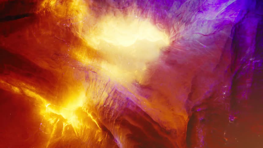Ethereal deep space background featuring a colorful, glowing nebula and distant stars
