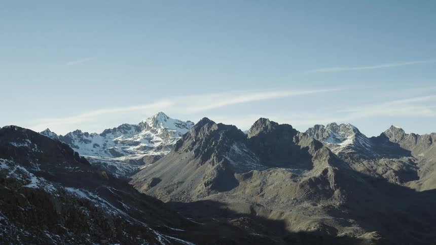 Aerial view of snow covered mountains