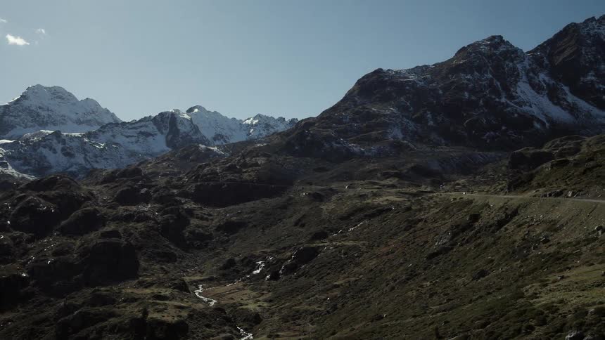 Aerial view of snow covered mountains