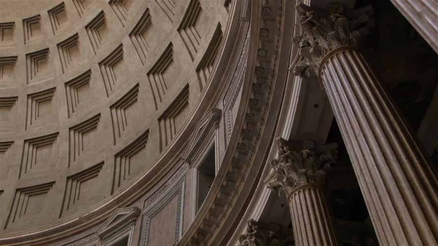 Pillars and ceiling inside a historical building