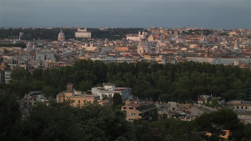 A large city with trees i it