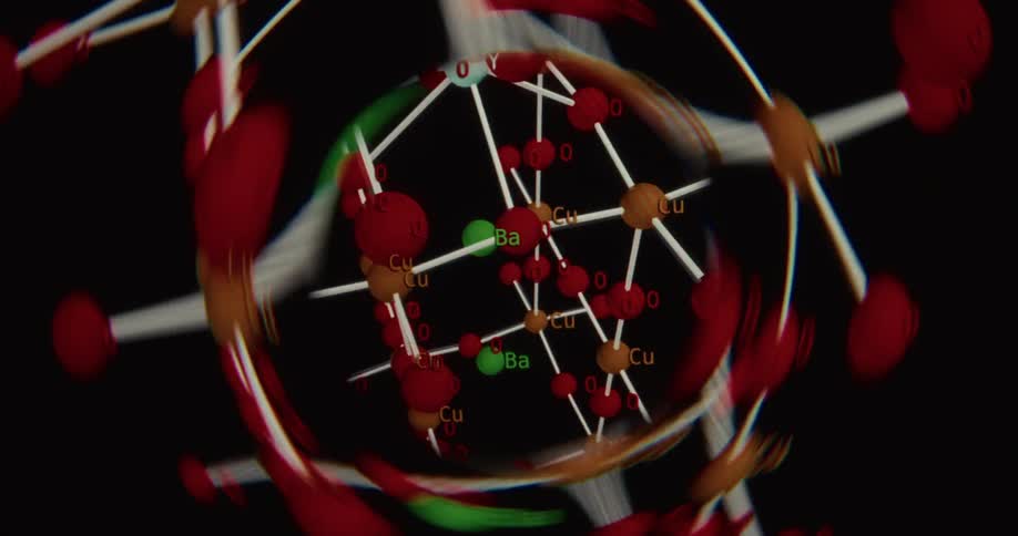 A disorienting animation shows the 3D molecular structure of a chemical compound spinning with a kaleidoscopic tunnel effect
