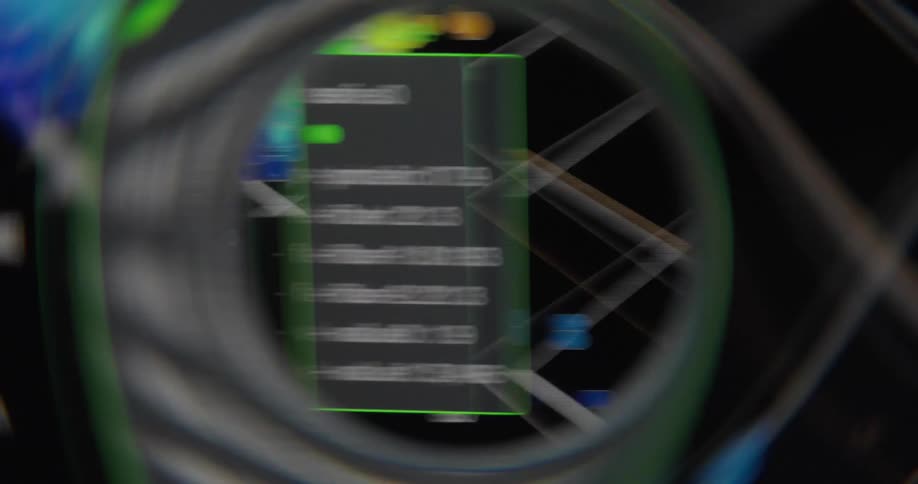 Abstract animation of a colorful 3D data scatter plot being analyzed with a distorted, looping effect