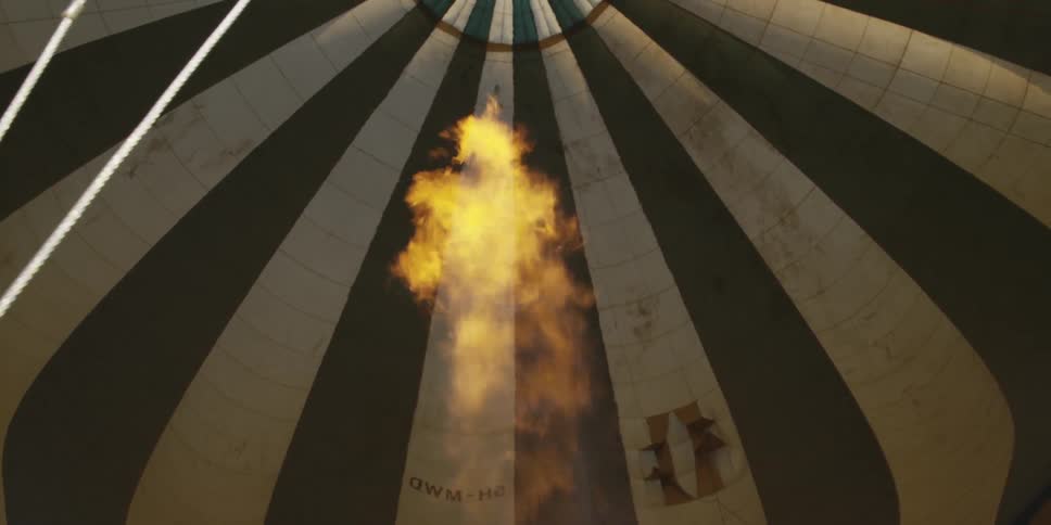 Flame burning in a hot air balloon