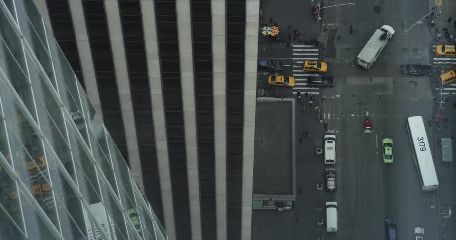 A city street is seen from above