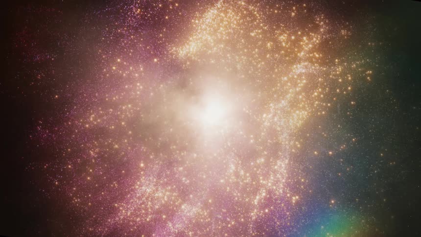 A slow, majestic journey backward through a vibrant, star-filled galaxy with a brilliant central core