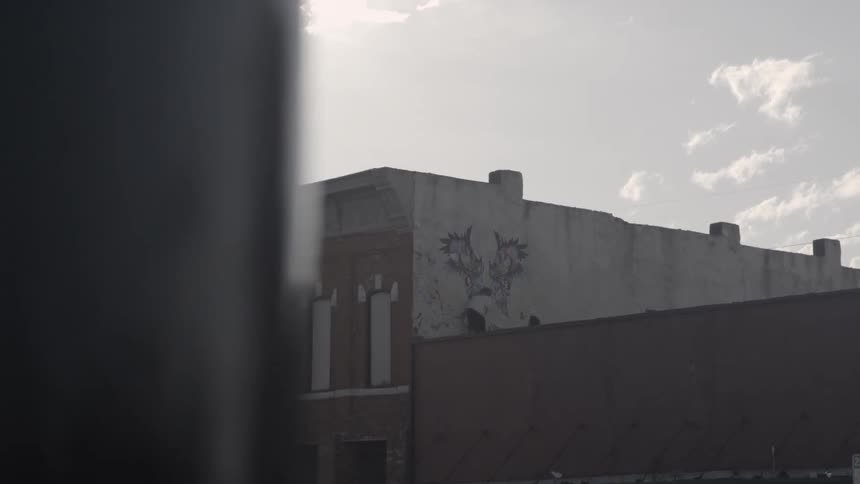 Graffiti covered buildings of a city