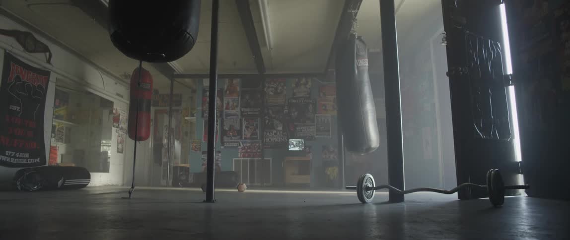 Heavy bag swaying in a gym