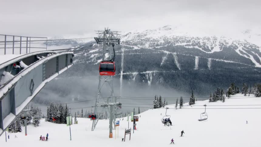 Ski lifts on a mountain