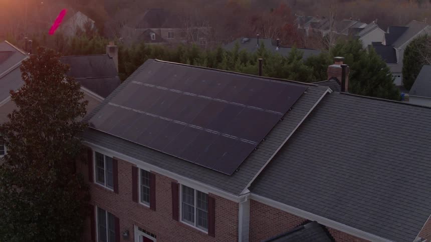 Solar panels on the roof of a house