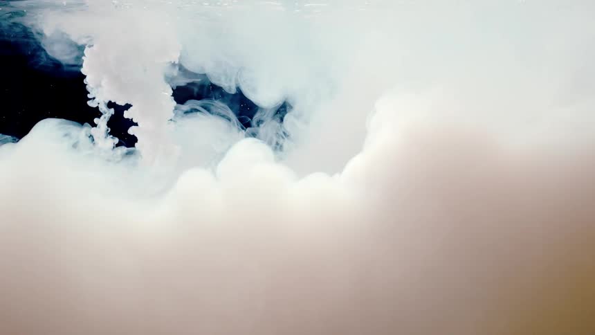 The pool of liquid is being filled with white fog