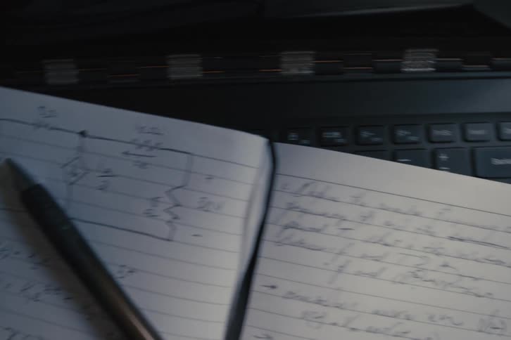 A slow pan across an electrical engineering student's desk reveals a tablet with schematics, a working circuit board, and an open textbook