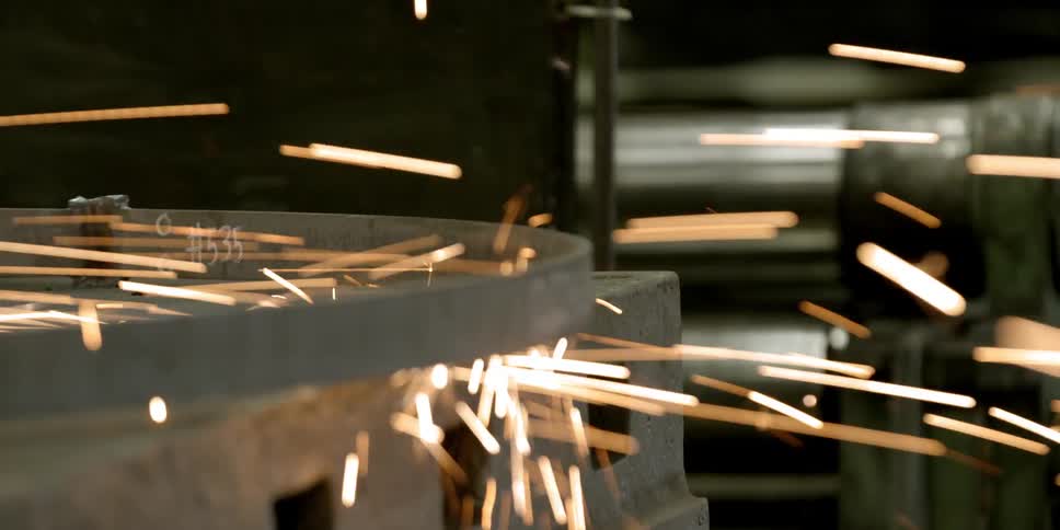 Sparks flying off of a piece of metal