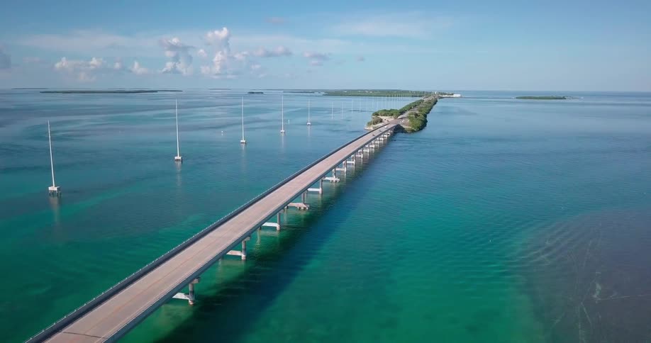 A bridge connects these small islands