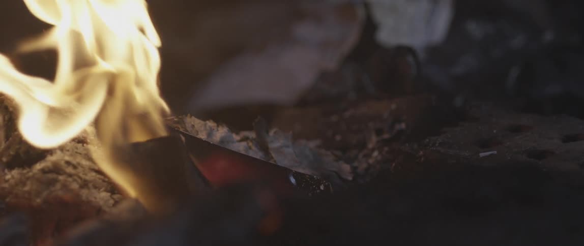 Fire burning a piece of paper