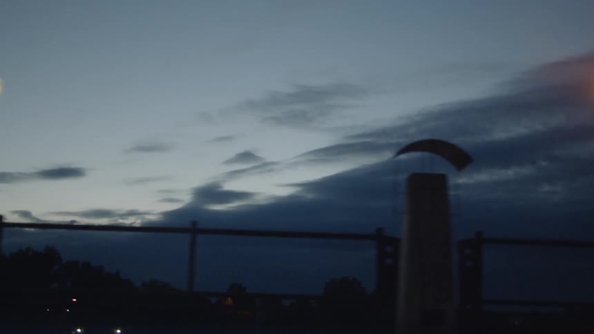 The fence has lamps lighting the way