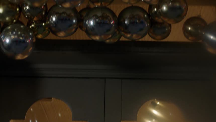 The shop has many bright lights inside