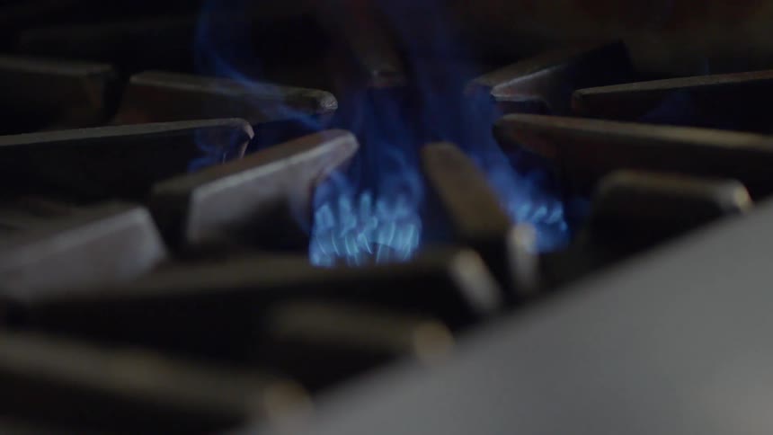 Close up of a gas stove burner