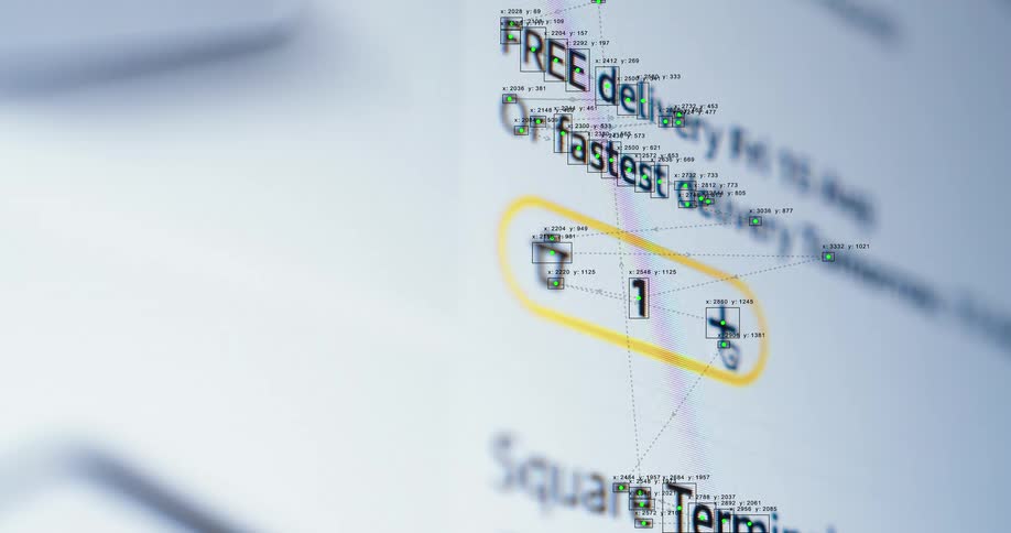 A conceptual visualization of online shopping with a cursor adding items to a basket and data tracking overlays