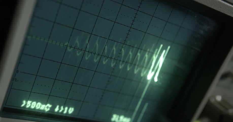 A monitor has some numbers and a flashing line on it
