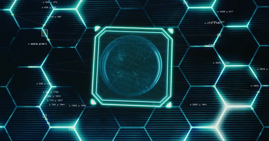 A scientist places a sample in a petri dish onto a high-tech scanner which begins a holographic data analysis